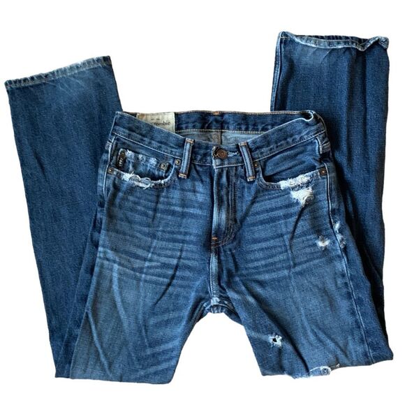 Abercrombie Kids Classic straight Destroyed Distressed Jeans 16 Slim - Picture 2 of 13